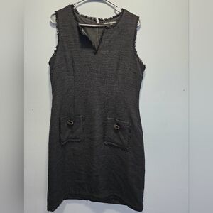 Women's Karl Lagerfeld Black Tweed Style Sleeveless Shift Dress, Size 12